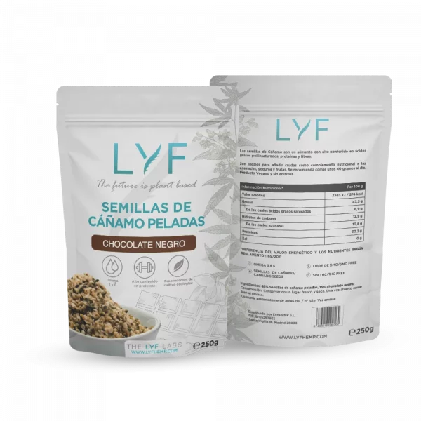 Semillas de Cáñamo Peladas LYF - Con Chocolate Negro (250g) - Image 3